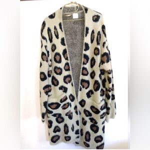 Shop Wanna B Fuzzy Leopard Print Cardigan sz XL